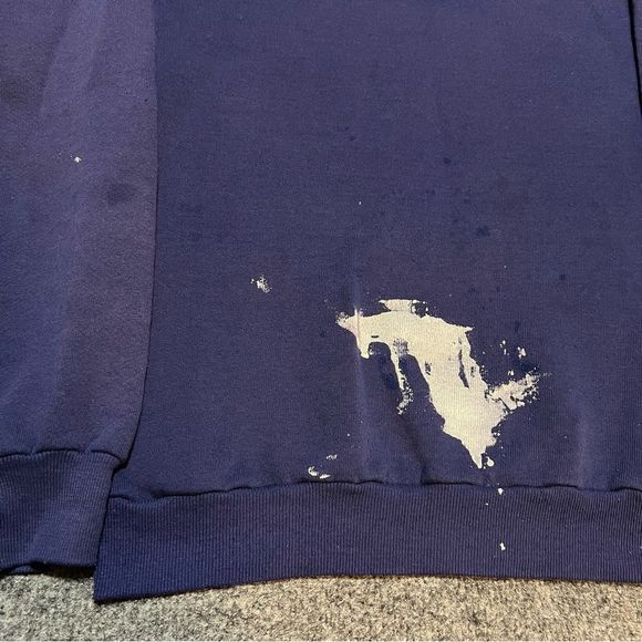 Vintage 70s Navy Blue Russell Athletic Blank Sweatshirt Distressed Paint USA - Picture 5 of 10